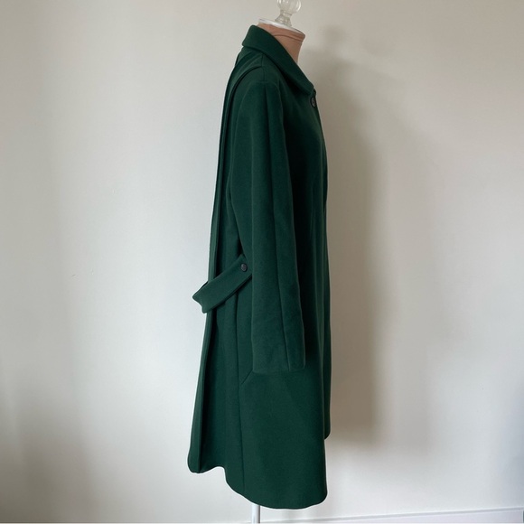 Piazza Sempione Green Wool Pointed Collar Pleated Back Long Coat EUC IT 48 US 12 - Picture 7 of 12